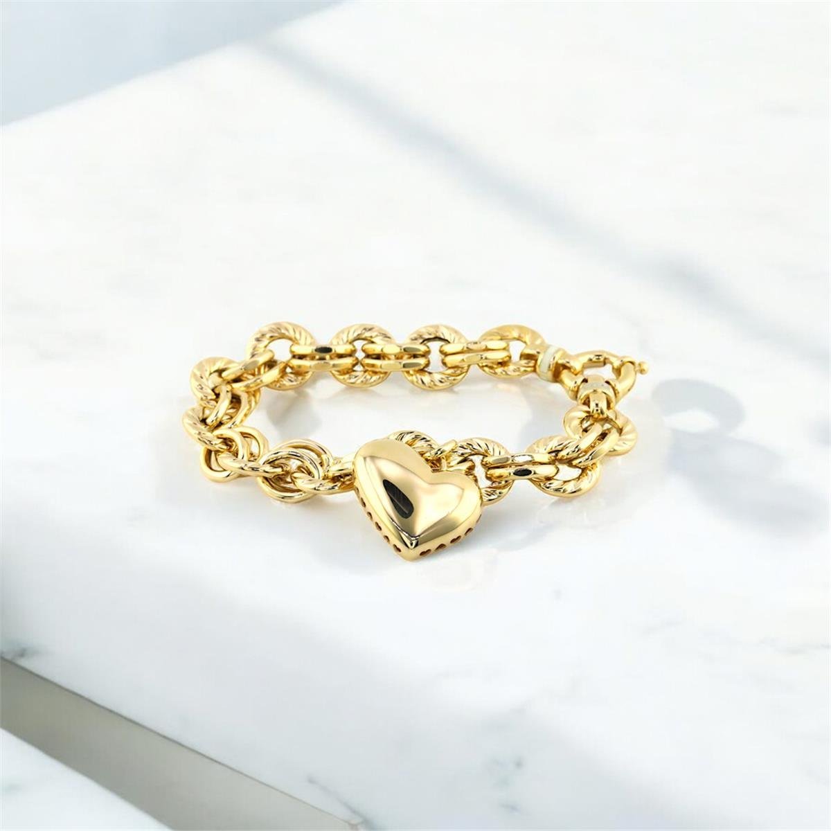 14 Ayar Altın Kalpli Bileklik  -  F003594