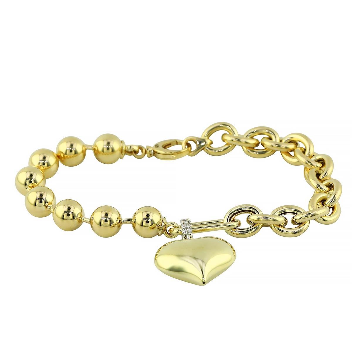 14 Ayar Altın Kalpli Bileklik  -  F004682