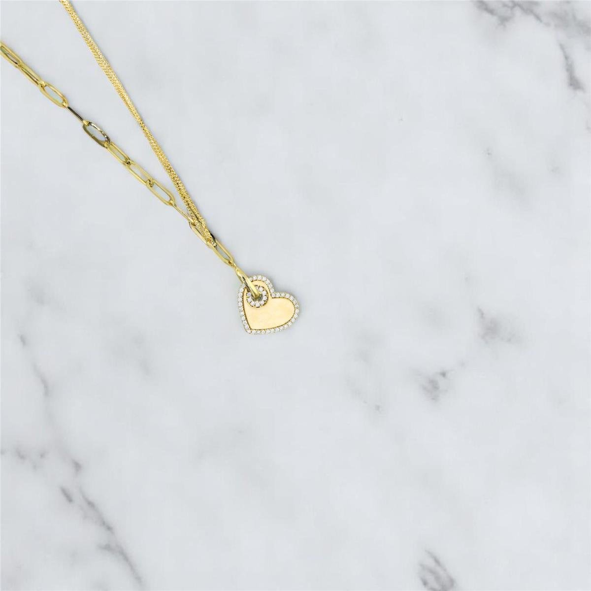 14 Ayar Altın Kalpli Kolye  -  0194268
