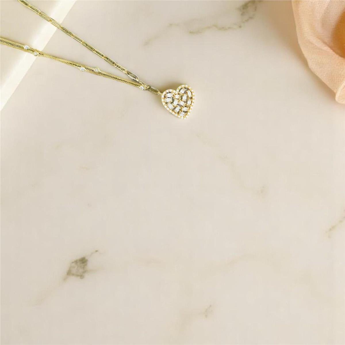 14 Ayar Altın Kalpli Kolye  -  0194381