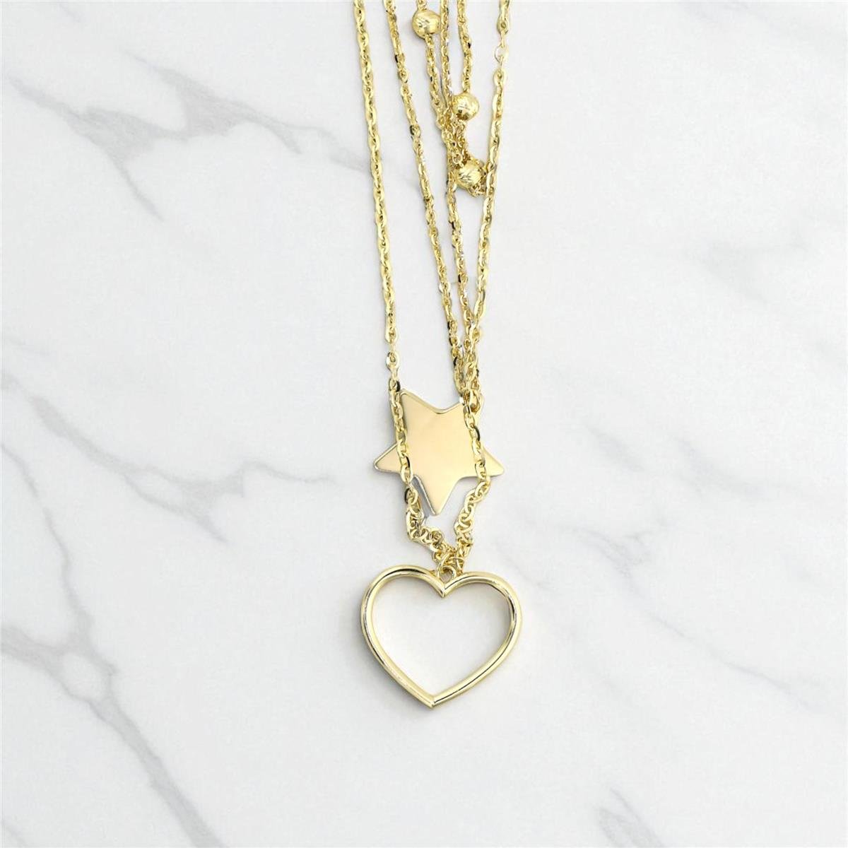 14 Ayar Altın Kalpli Kolye  -  0195232