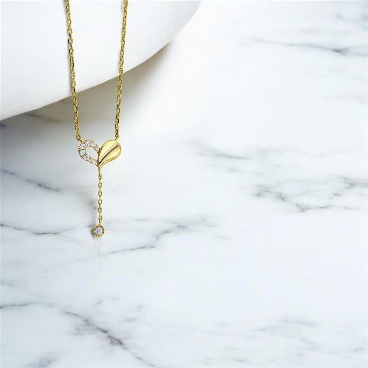 14 Ayar Altın Kalpli Kolye  -  0195419