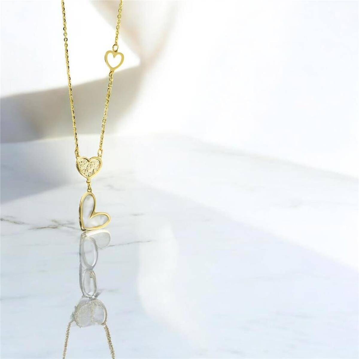 14 Ayar Altın Kalpli Kolye  -  0195420