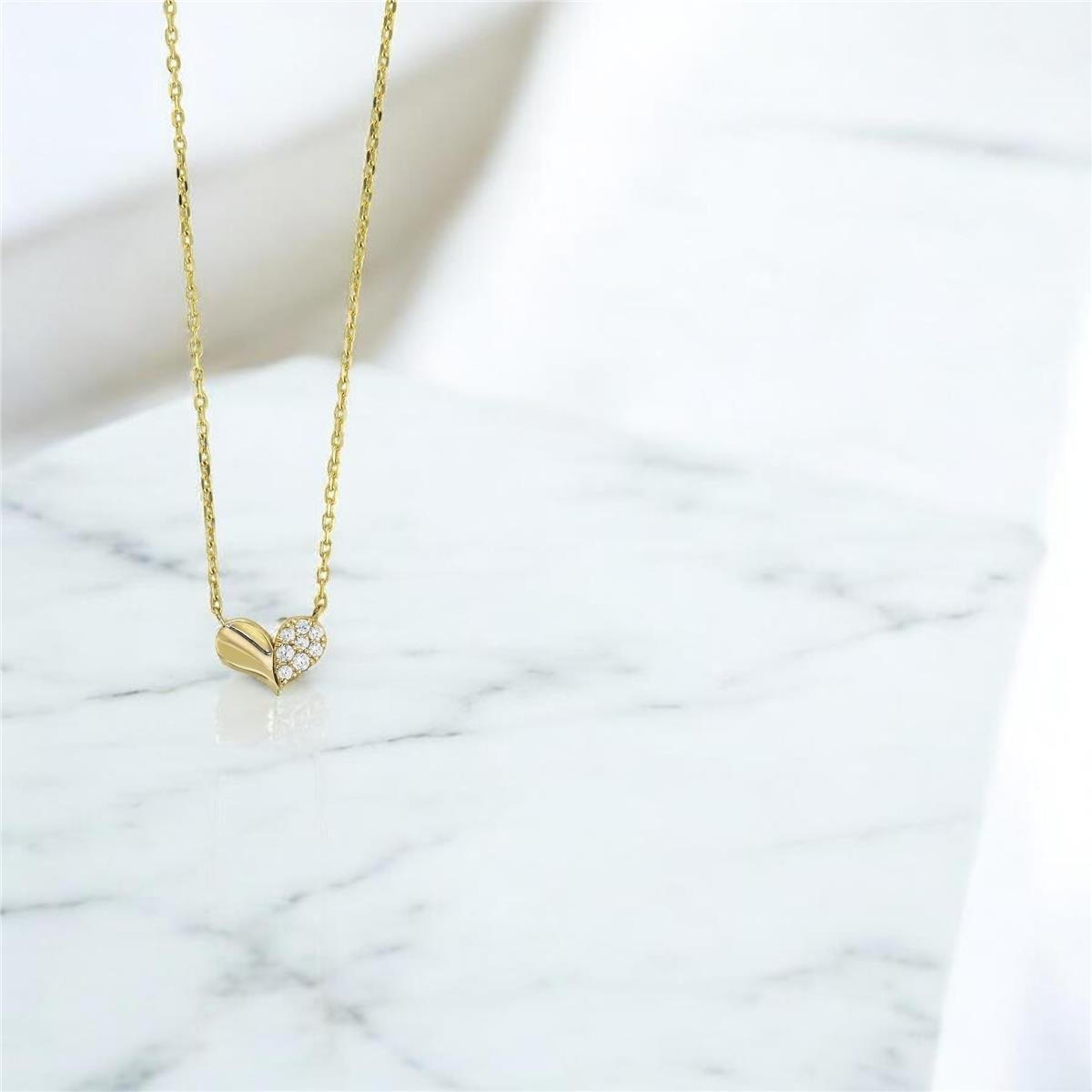 14 Ayar Altın Kalpli Kolye  -  0195427