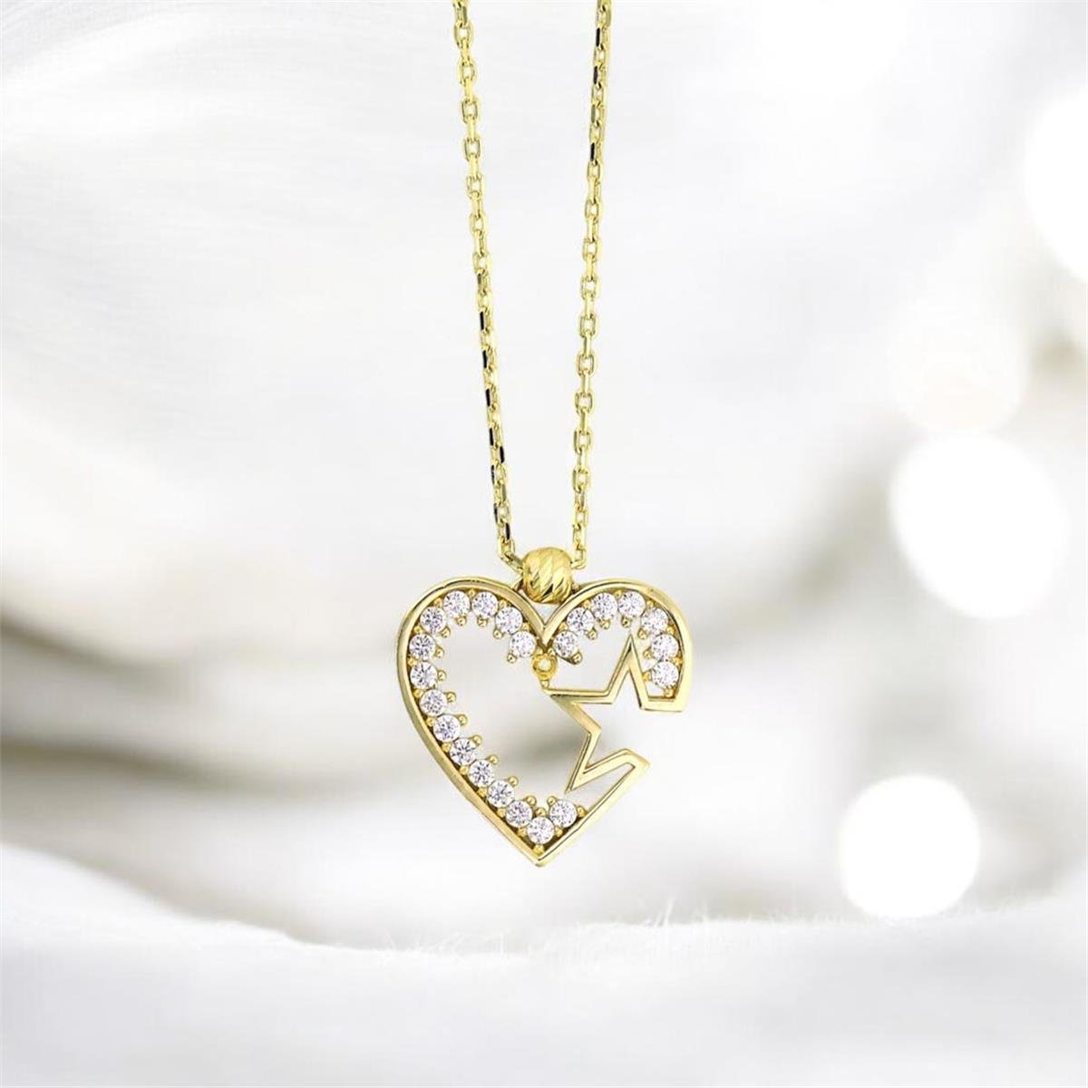 14 Ayar Altın Kalpli Kolye  -  0200858