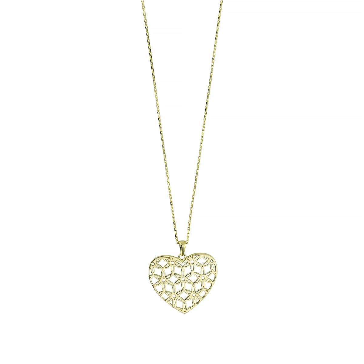 14 Ayar Altın Kalpli Kolye  -  0201230