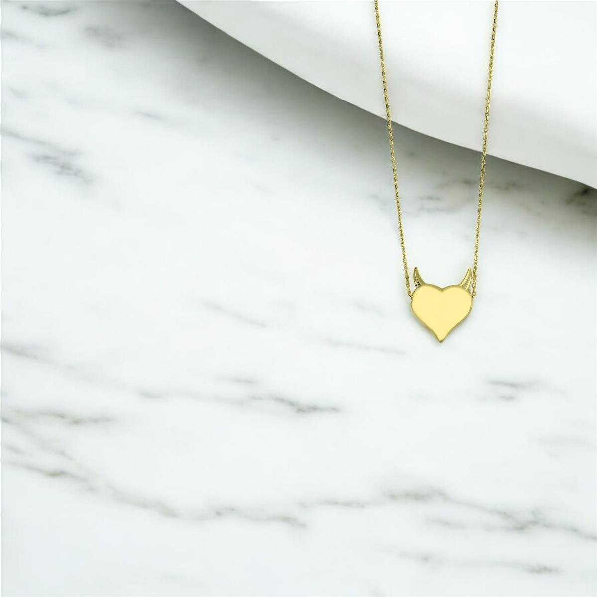 14 Ayar Altın Kalpli Kolye  -  0201231