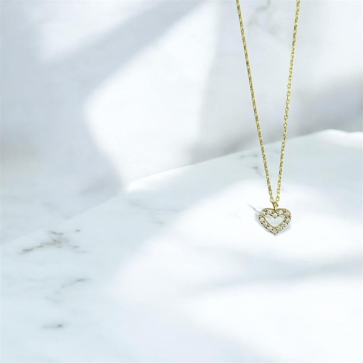 14 Ayar Altın Kalpli Kolye  -  0202235