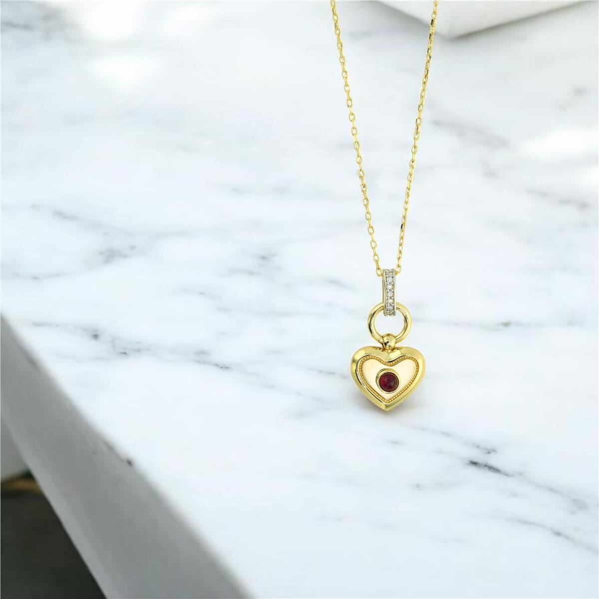 14 Ayar Altın Kalpli Kolye  -  0204321