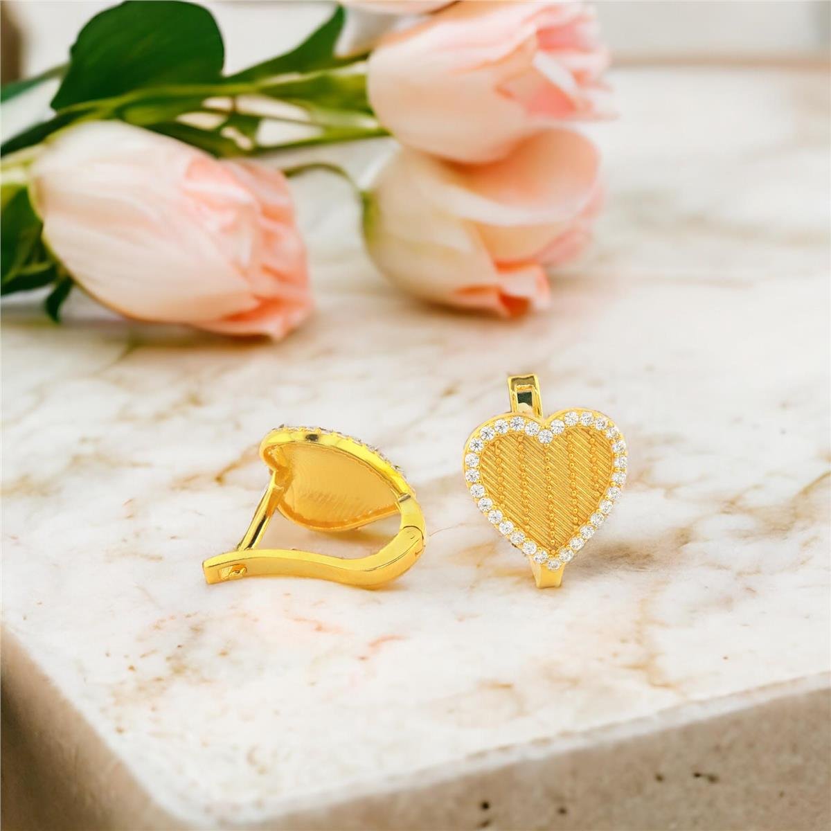 14 Ayar Altın Kalpli Küpe  -  0180419