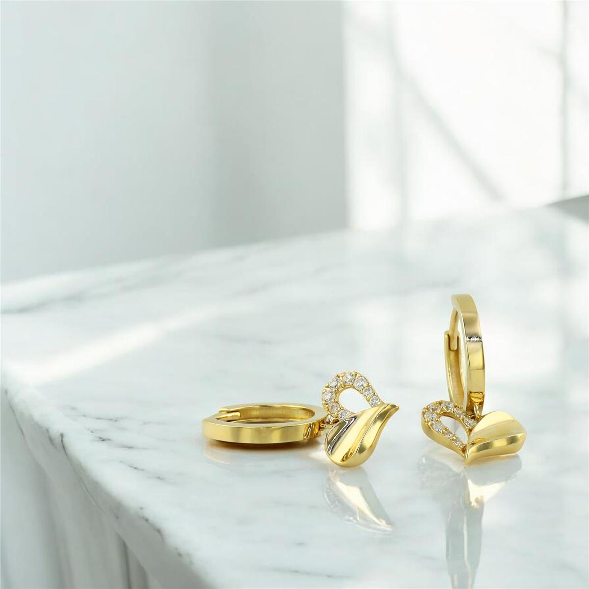 14 Ayar Altın Kalpli Küpe  -  0195411