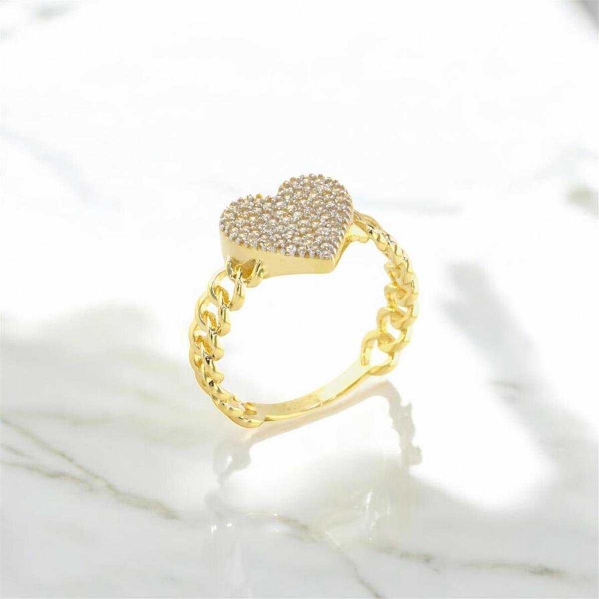 14 Ayar Altın Kalpli Yüzük  -  0188245