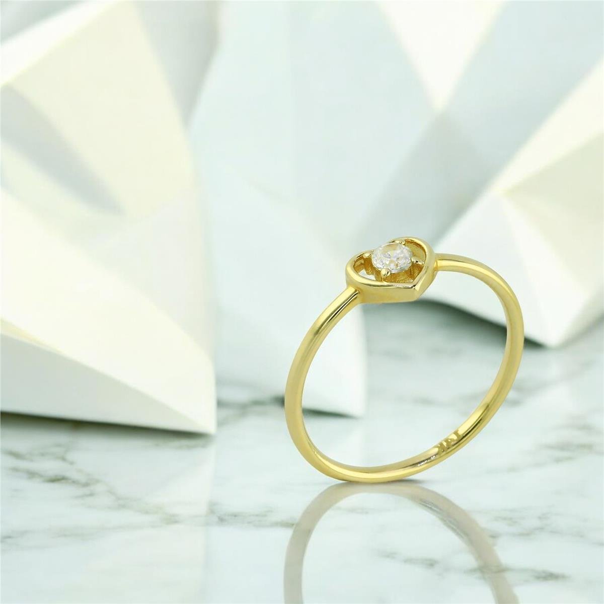 14 Ayar Altın Kalpli Yüzük  -  0201332