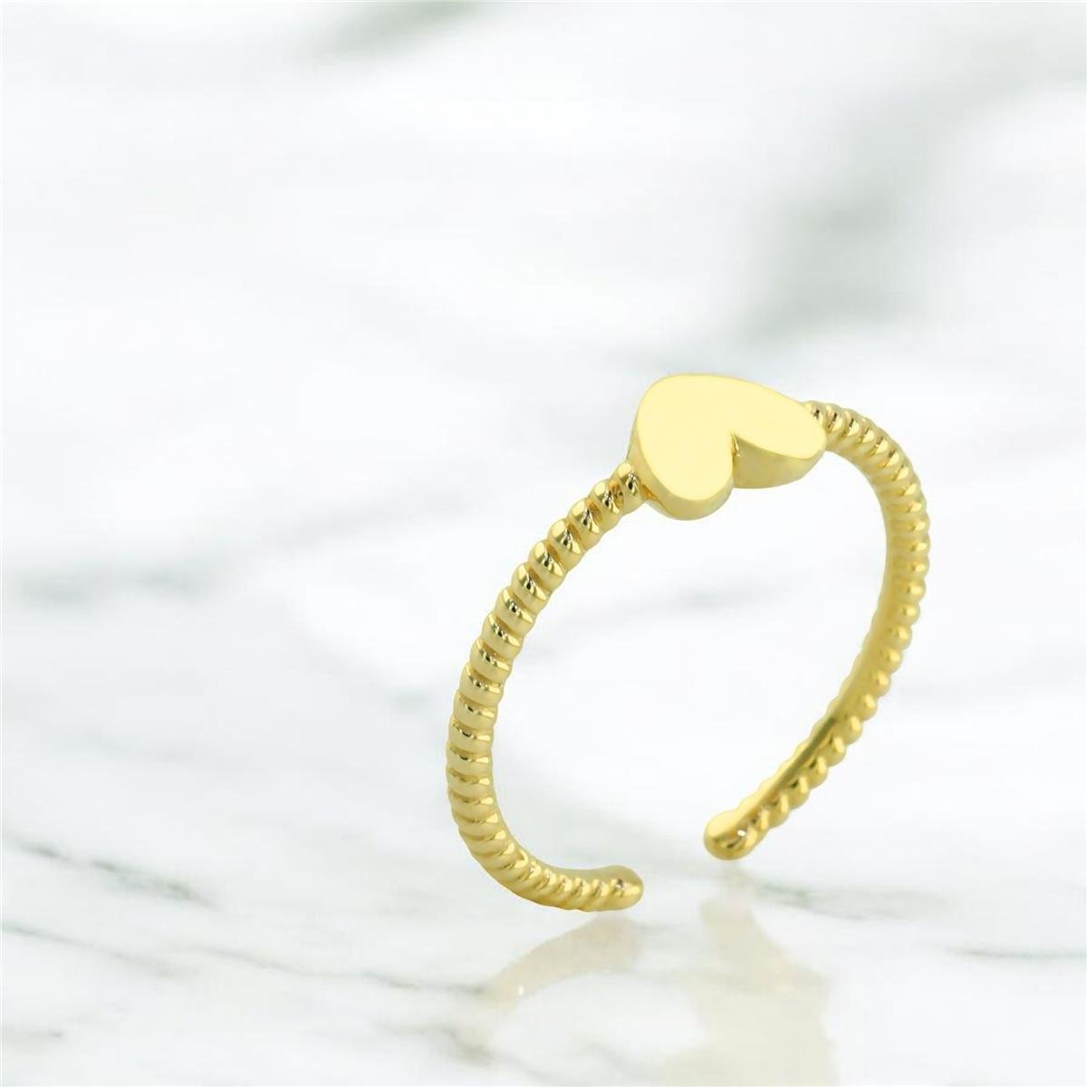 14 Ayar Altın Kalpli Yüzük  -  0201764