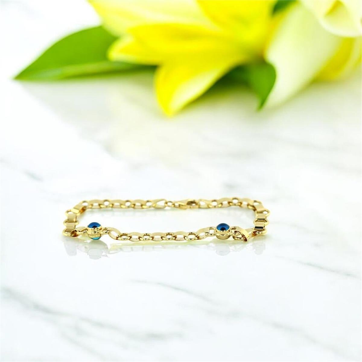 14 Ayar Altın Nazar Boncuklu Bileklik  -  0200915