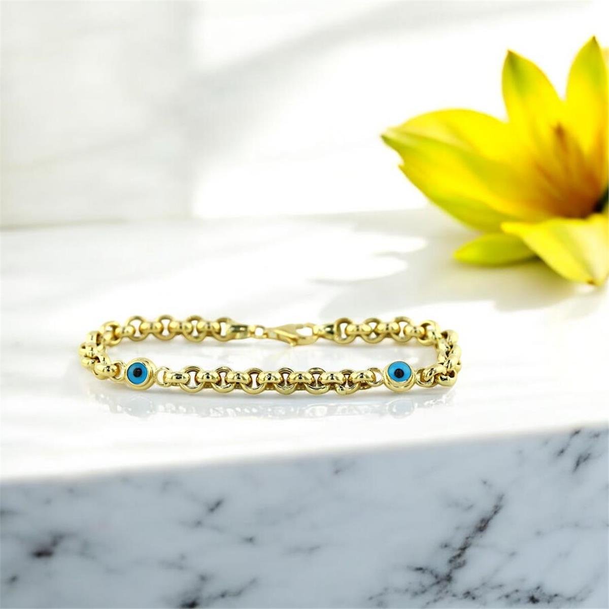 14 Ayar Altın Nazar Boncuklu Bileklik  -  0200917