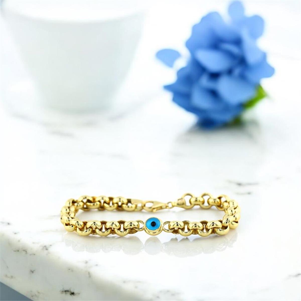 14 Ayar Altın Nazar Boncuklu Bileklik  -  0200926