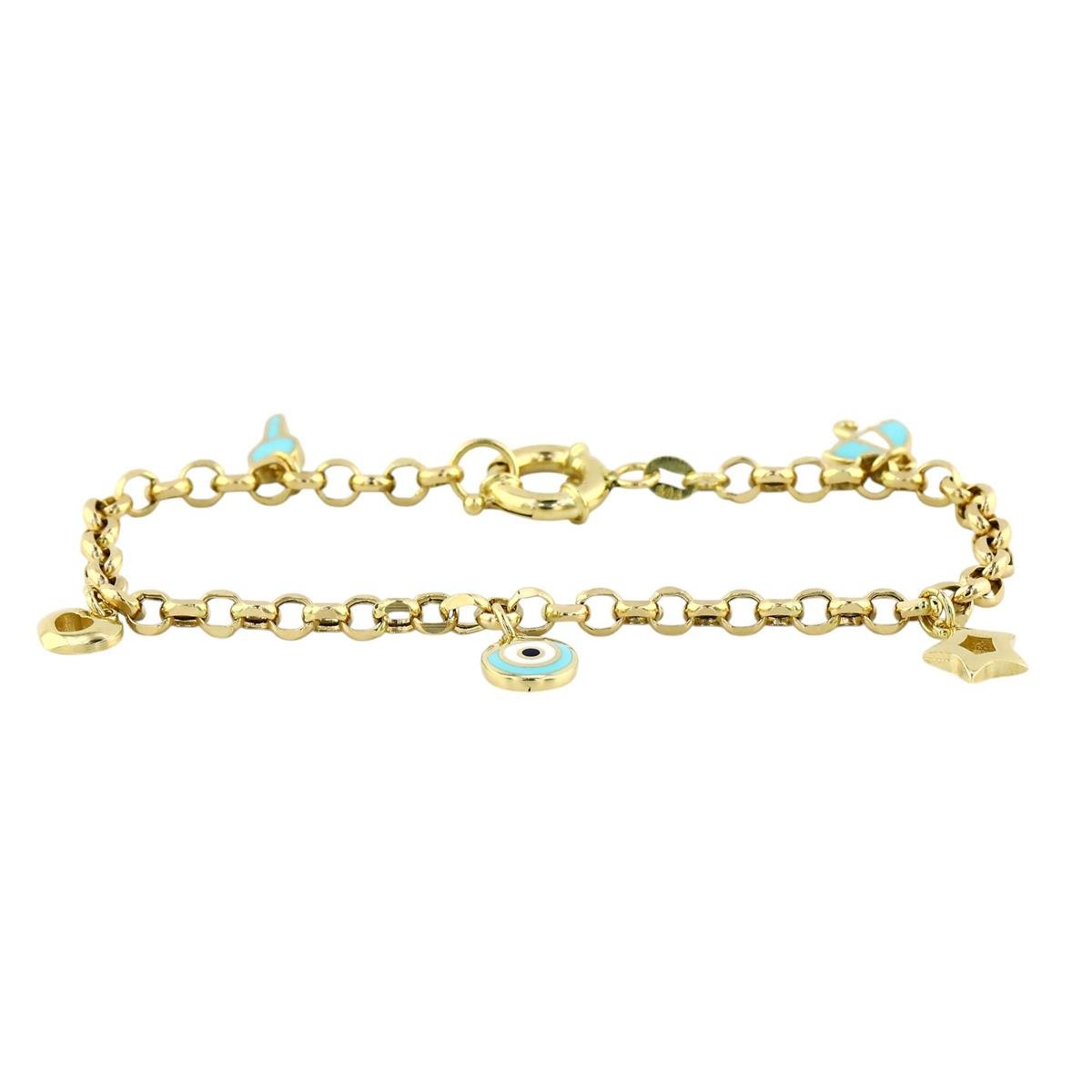 14 Ayar Altın Nazar Boncuklu Bileklik  -  0199204