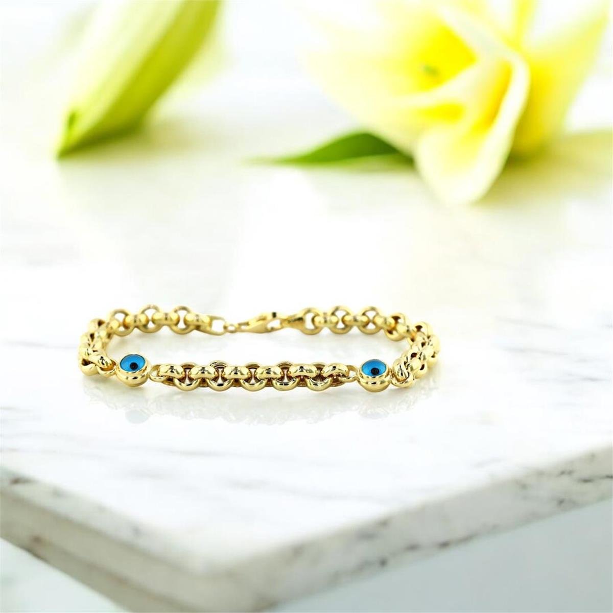 14 Ayar Altın Nazar Boncuklu Bileklik  -  0200916