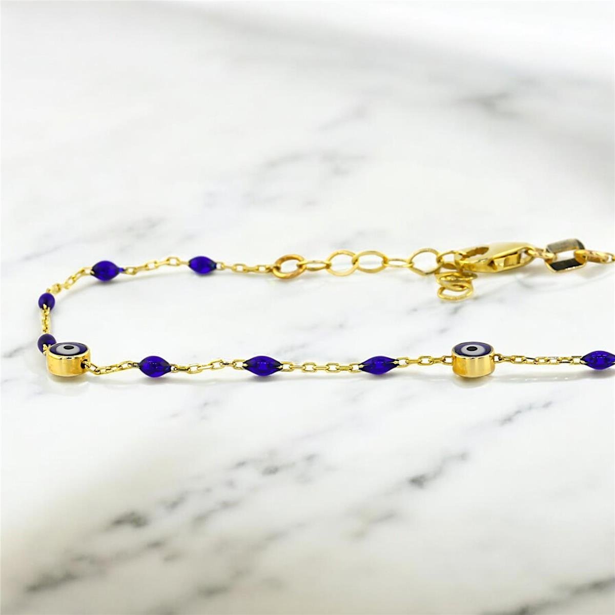 14 Ayar Altın Nazar Boncuklu Bileklik  -  0192997