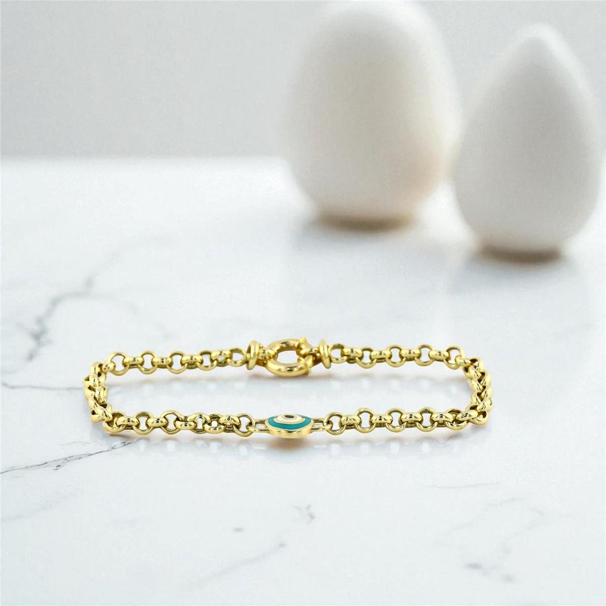 14 Ayar Altın Nazar Boncuklu Bileklik  -  0199191