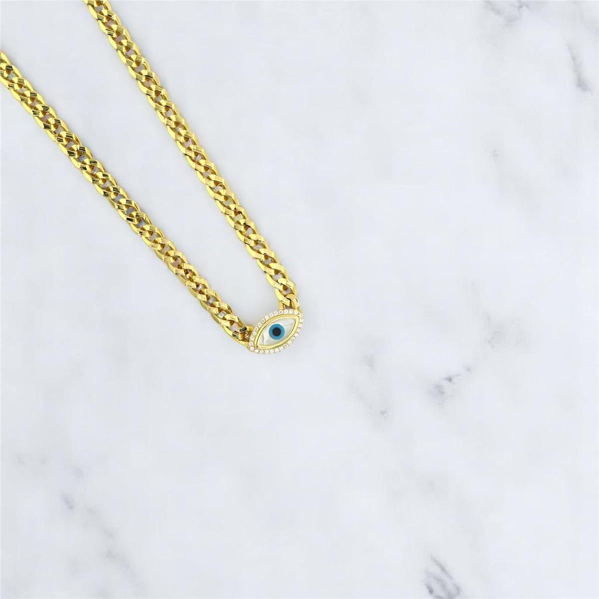 14 Ayar Altın Nazar Boncuklu Kolye  -  0195517