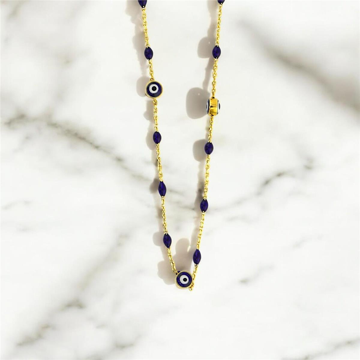 14 Ayar Altın Nazar Boncuklu Kolye  -  0192996