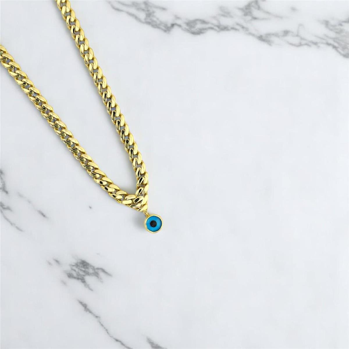 14 Ayar Altın Nazar Boncuklu Kolye  -  0195518