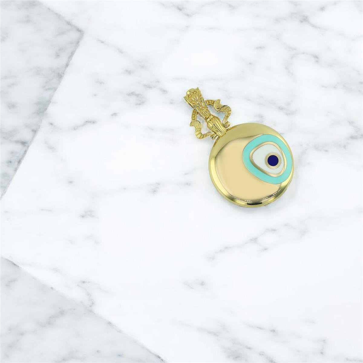 14 Ayar Altın Nazar Boncuklu Kolye Ucu  -  0201774