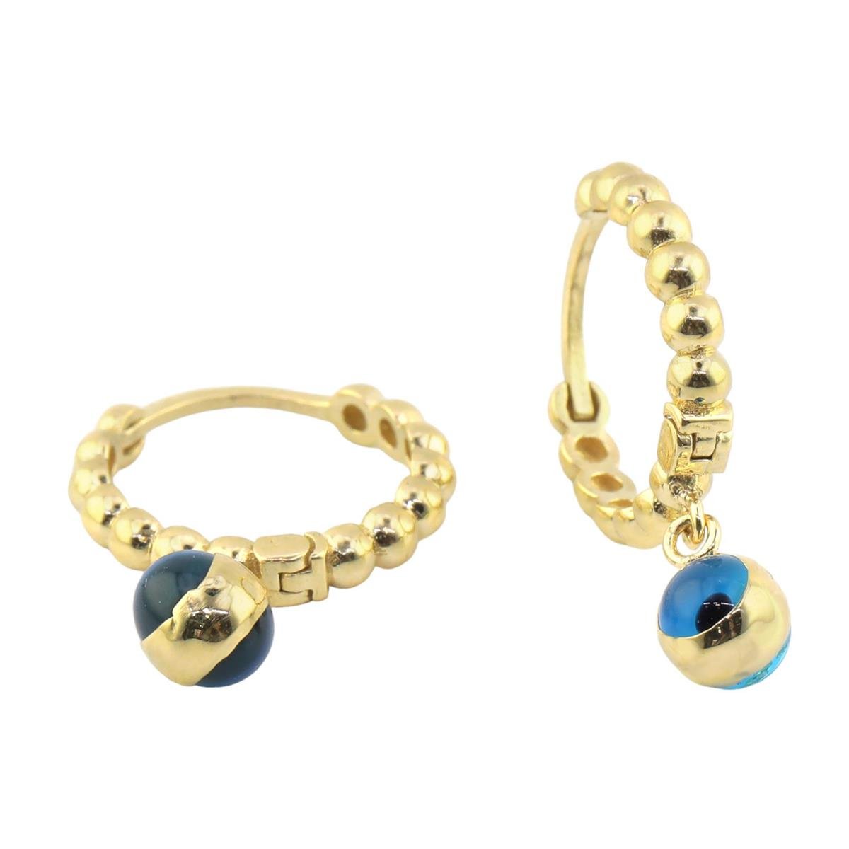 14 Ayar Altın Nazar Boncuklu Küpe  -  0180301