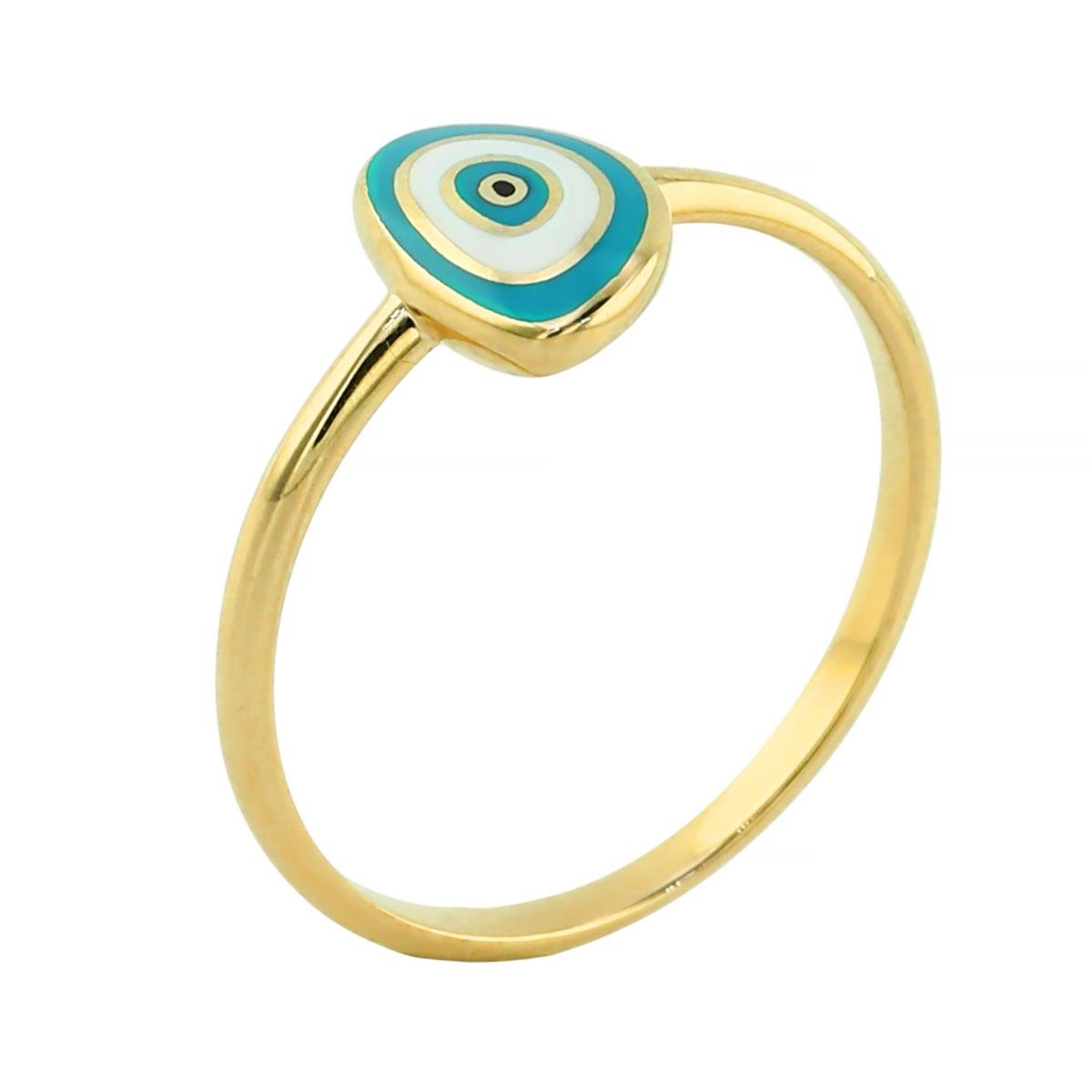 14 Ayar Altın Nazar Boncuklu Yüzük  -  0204003