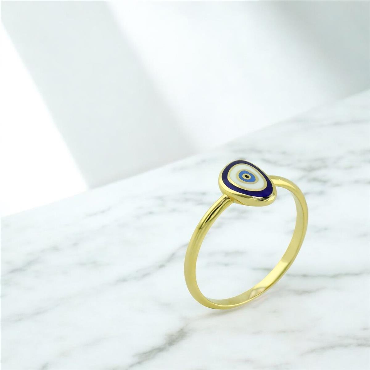 14 Ayar Altın Nazar Boncuklu Yüzük  -  0202565