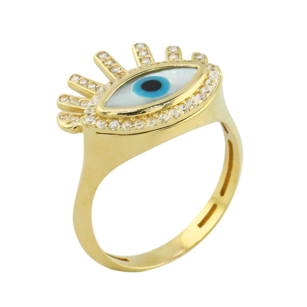 14 Ayar Altın Nazar Boncuklu Yüzük  -  F004618