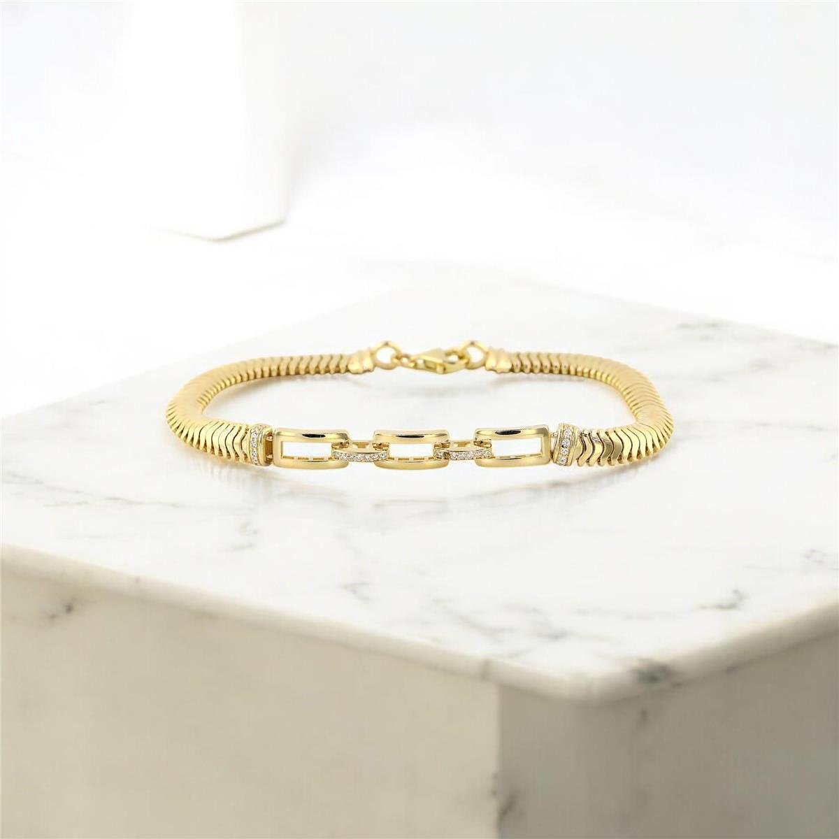 14 Ayar Altın Tasarım Bileklik  -  0192445