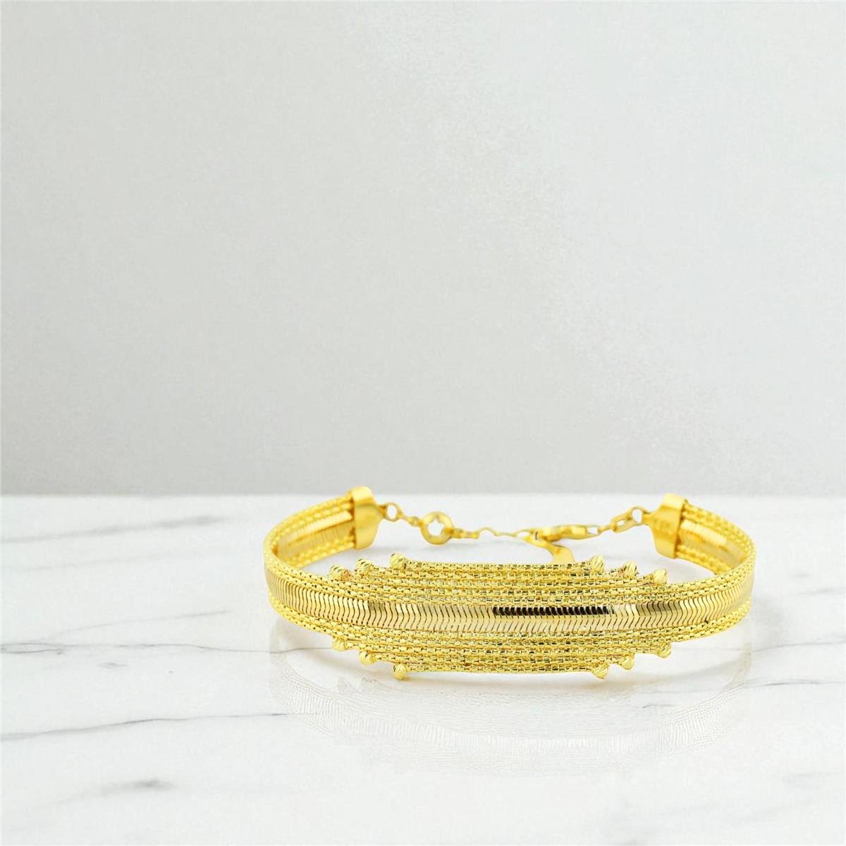 14 Ayar Altın Tasarım Bileklik  -  0198191