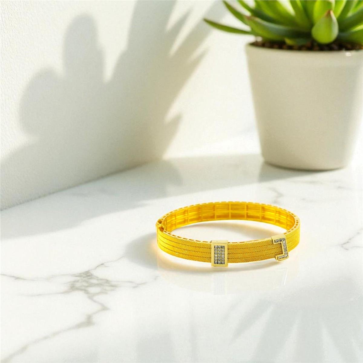 14 Ayar Altın Tasarım Bilezik  -  0194393