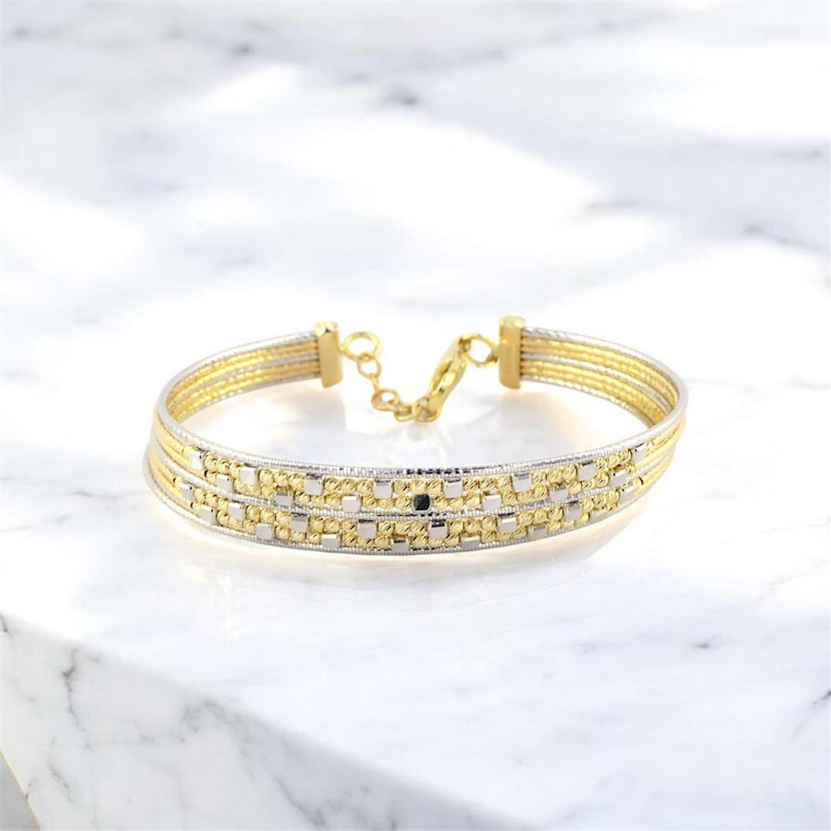 14 Ayar Altın Tasarım Bilezik  -  F004036