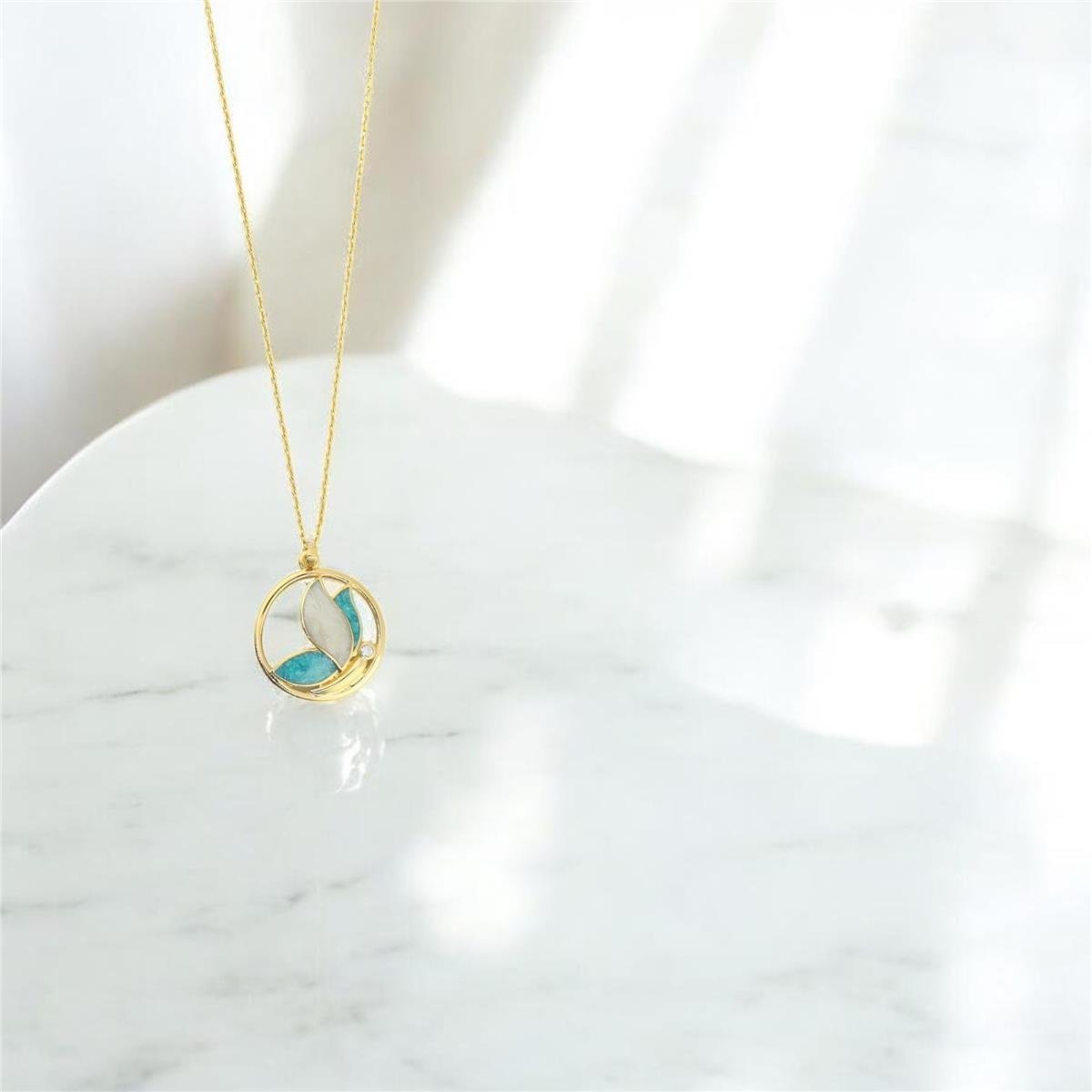 14 Ayar Altın Tasarım Kolye  -  0177827