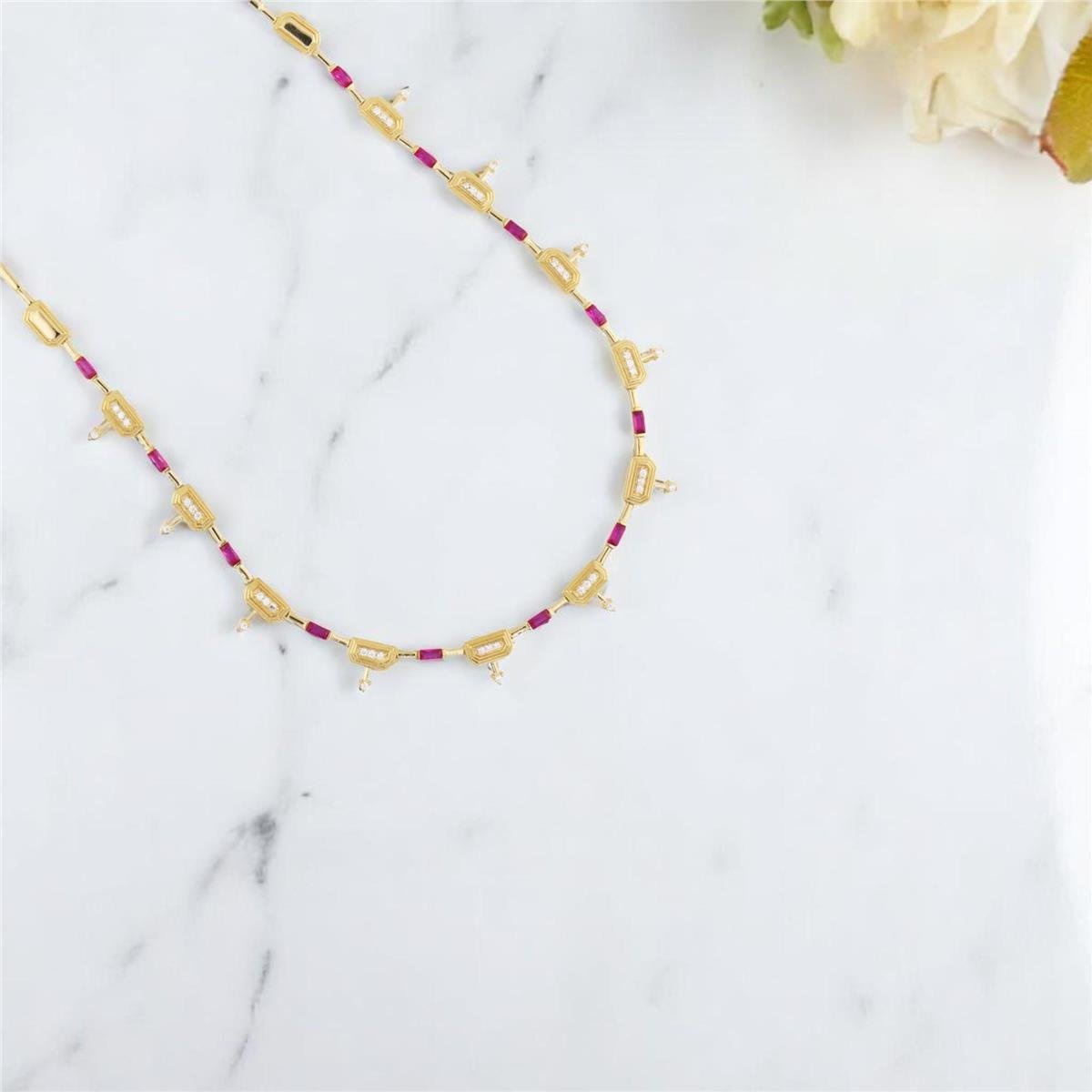 14 Ayar Altın Tasarım Kolye  -  0189397