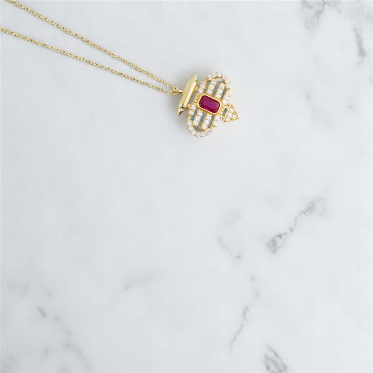 14 Ayar Altın Tasarım Kolye  -  0189399