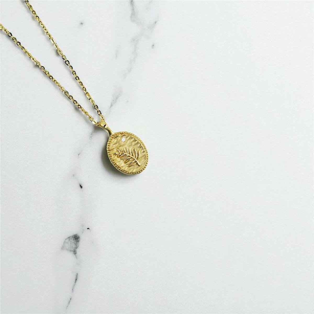 14 Ayar Altın Tasarım Kolye  -  0195359