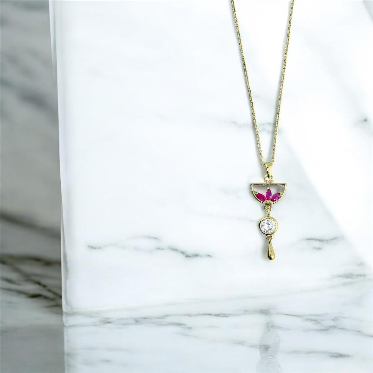 14 Ayar Altın Tasarım Kolye  -  0201306