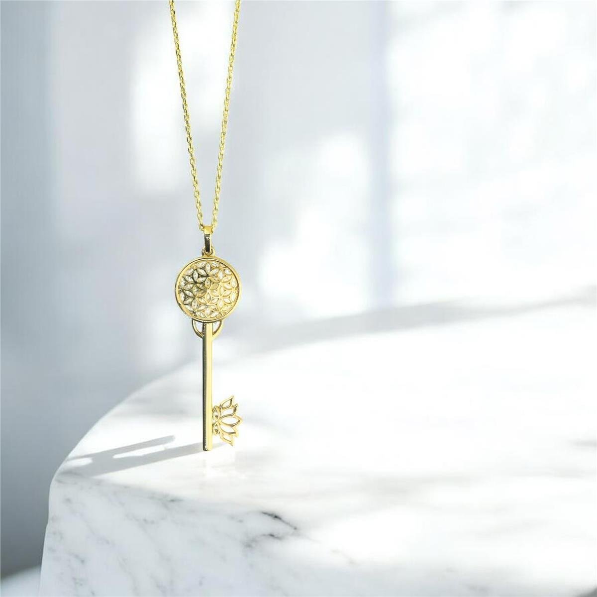 14 Ayar Altın Tasarım Kolye  -  0201778