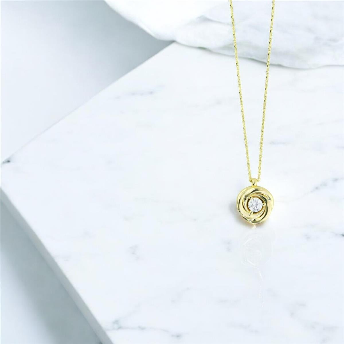 14 Ayar Altın Tasarım Kolye  -  0205066