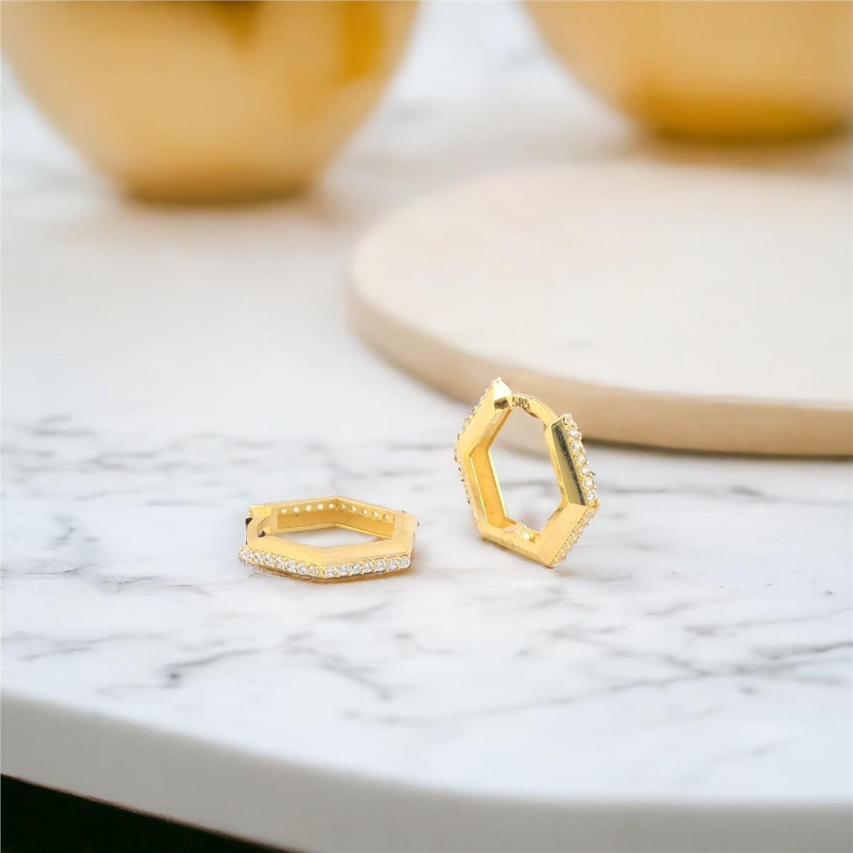 14 Ayar Altın Tasarım Küpe  -  0179966