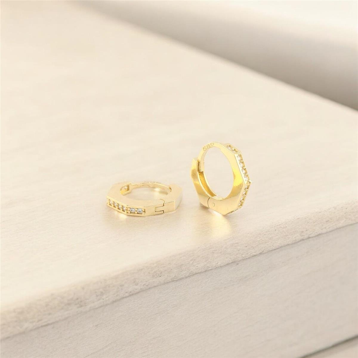 14 Ayar Altın Tasarım Küpe  -  0180811