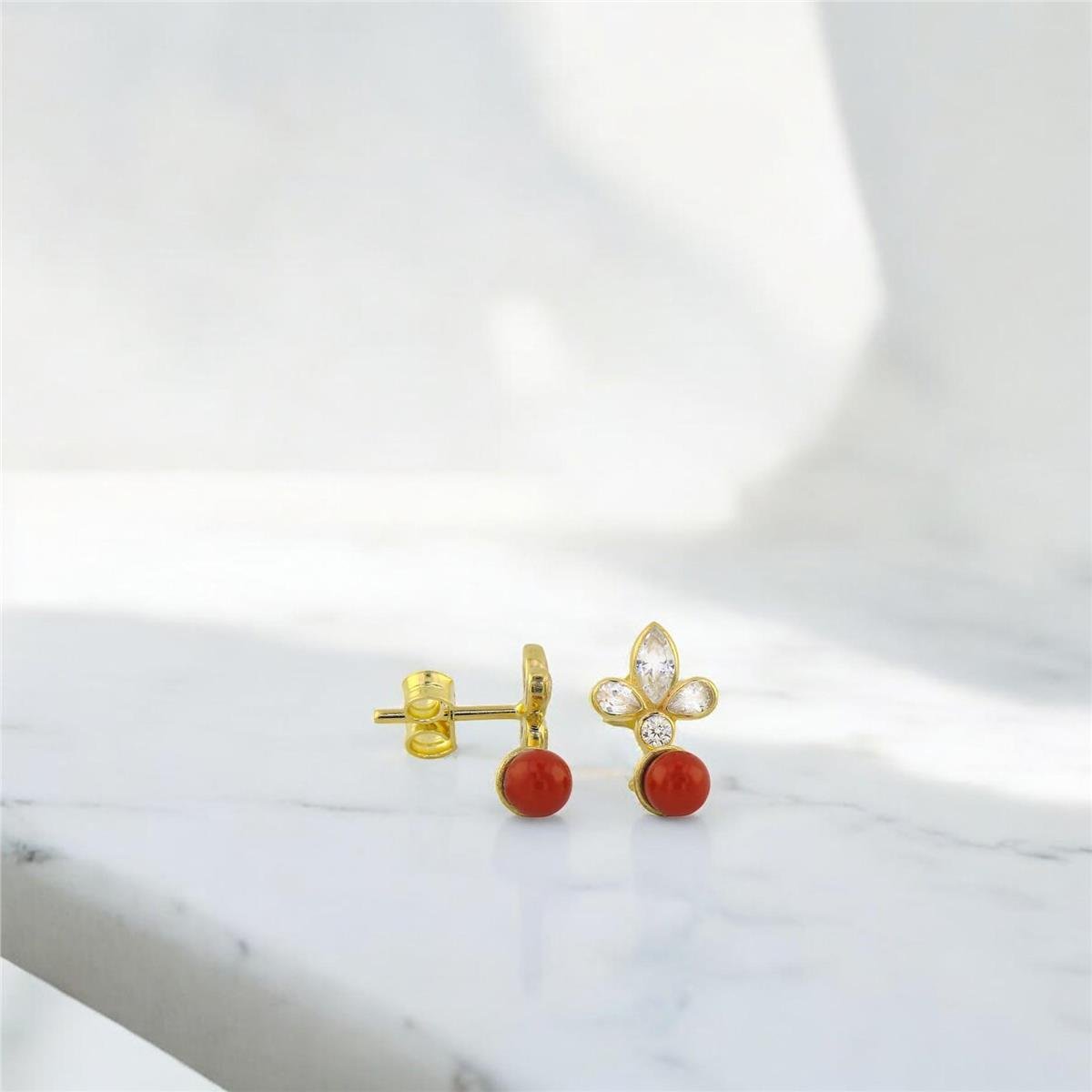 14 Ayar Altın Tasarım Küpe  -  0183075