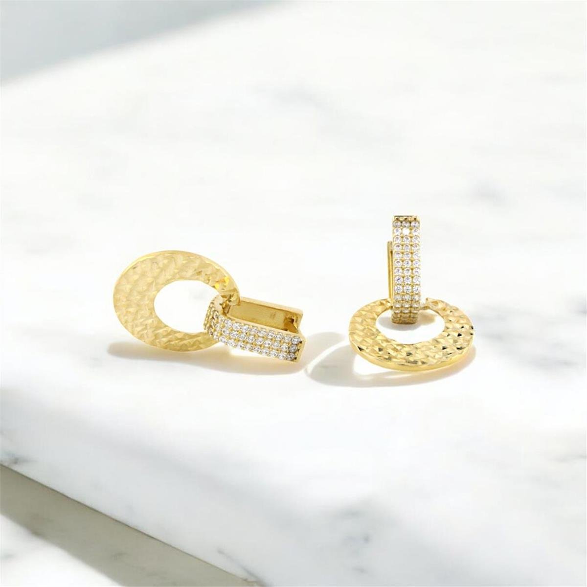 14 Ayar Altın Tasarım Küpe  -  0187837