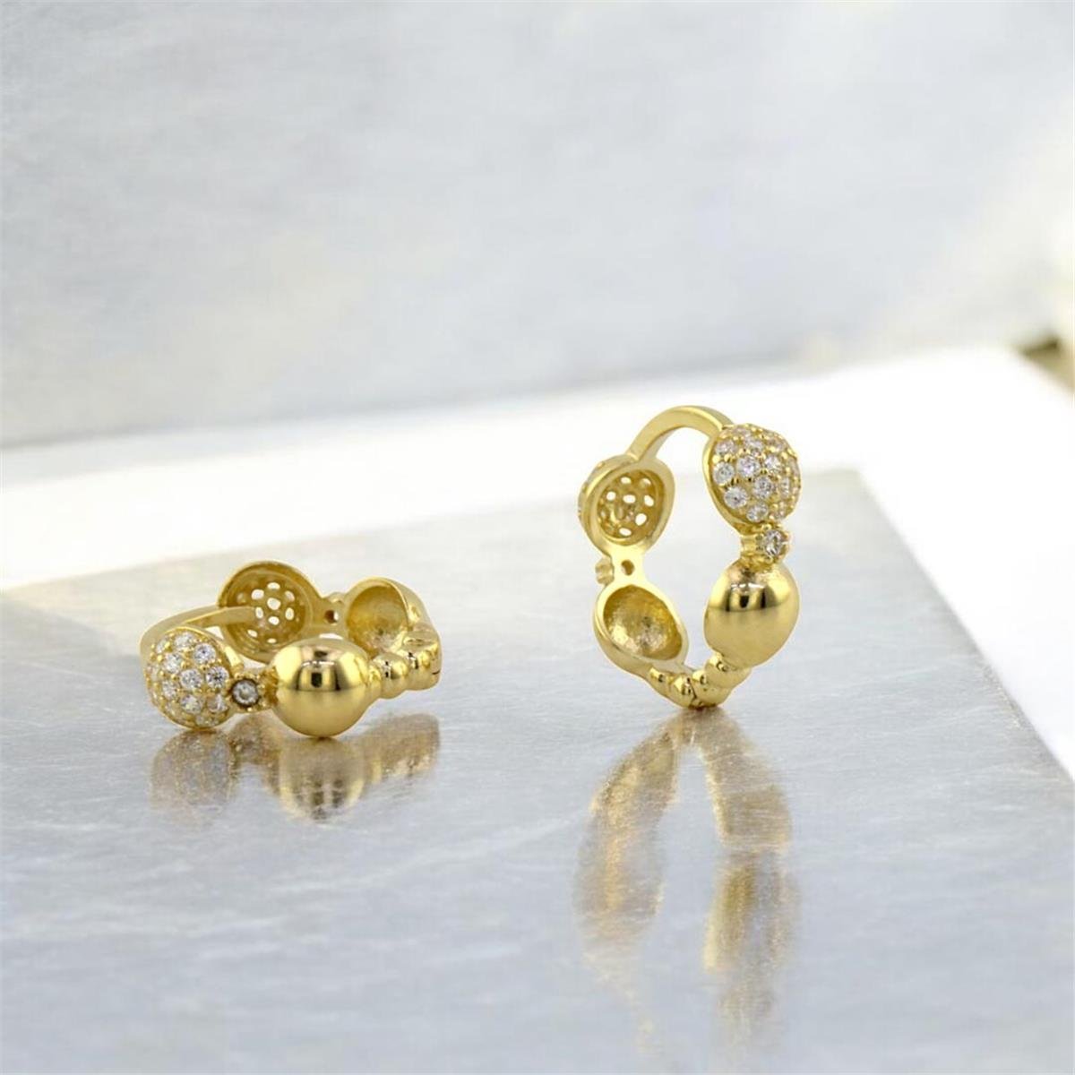 14 Ayar Altın Tasarım Küpe  -  0188048