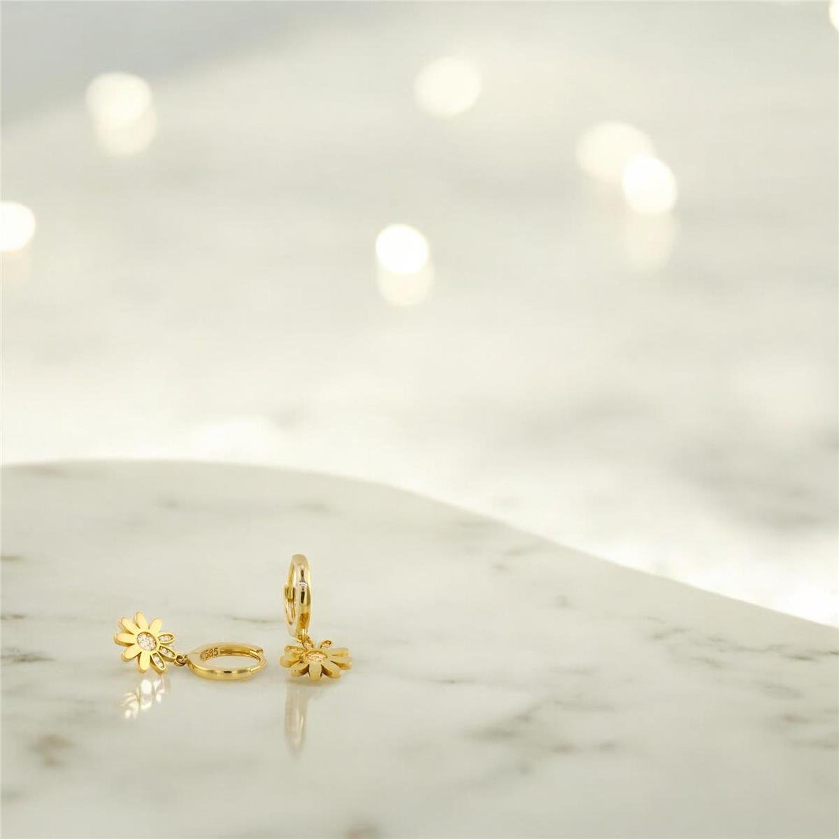 14 Ayar Altın Tasarım Küpe  -  0188090